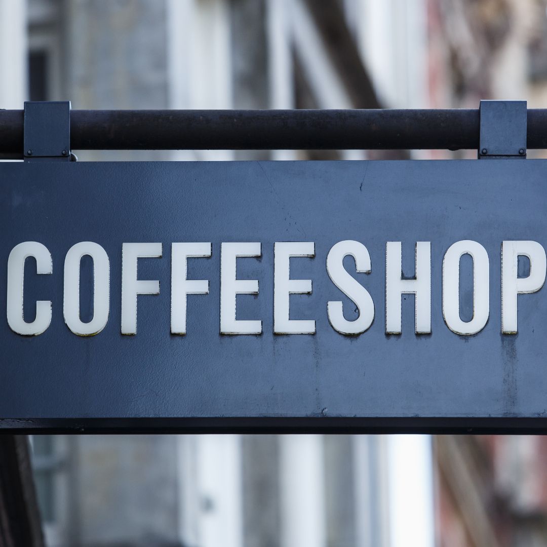 Rectangular coffee shop sign. 