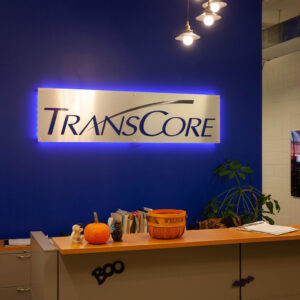 transcore sign with backlighting