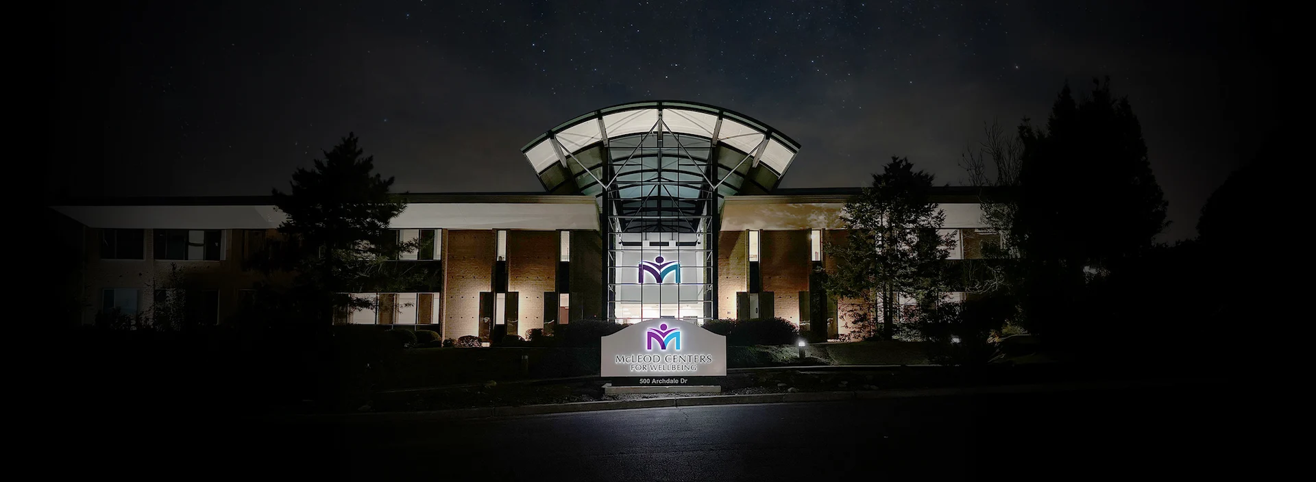 McLeodMonumentNight_Header2 Nighttime view of signage at McLeod Monument