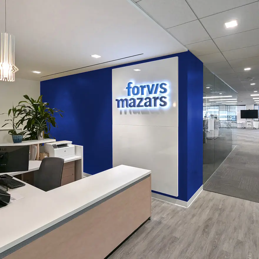 ForvisMazarsSquareCrop Forvis Mazars lobby signage