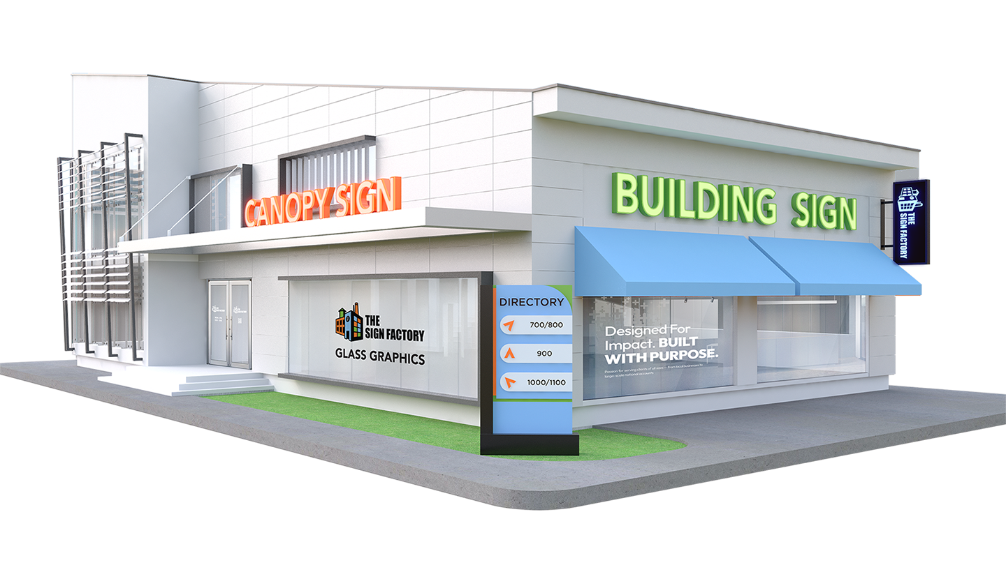 ExteriorSignage-Rendering-Mobile Rendering of different types of exterior signage